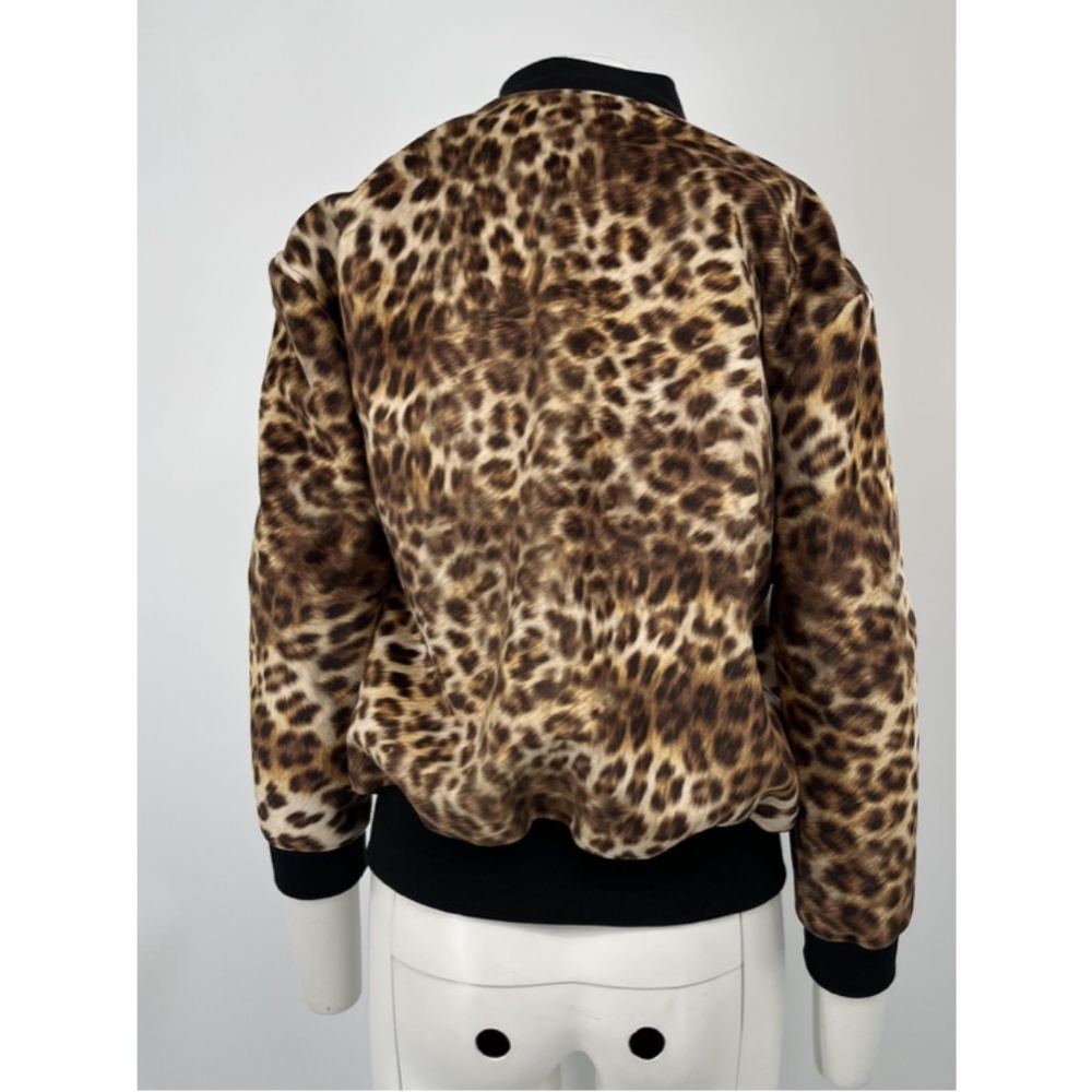 Alice+Olivia Sample Leopard Print Fuzzy Bomber Ja… - image 3